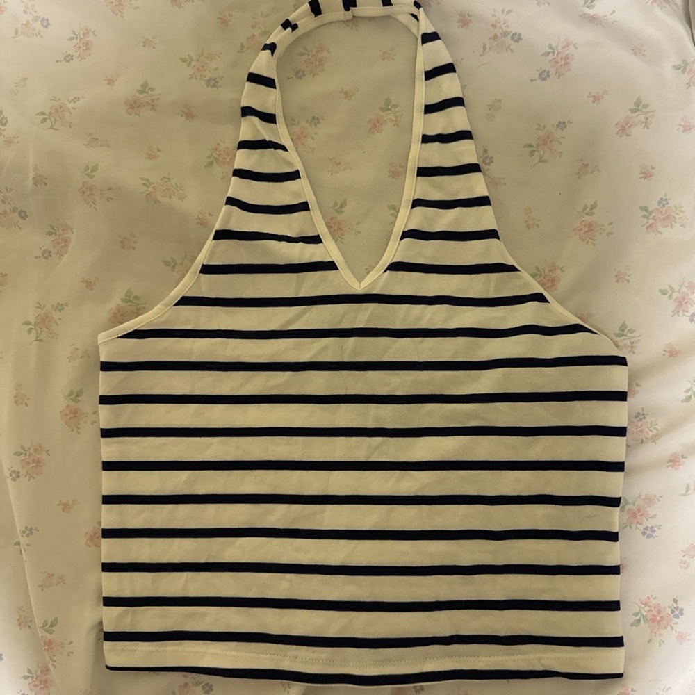 Wild Fable Black and White Fitted Crop Tank Top